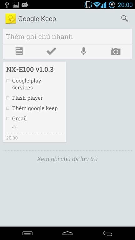 NX-E100 v1.0.3 - Google Keep
