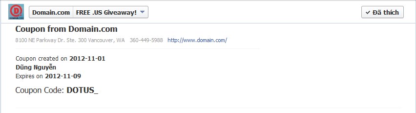 Free domain .us 1 year at domain.com